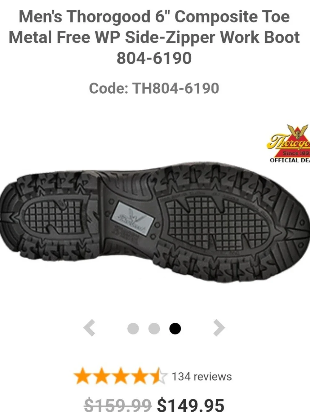 thorogood size 10